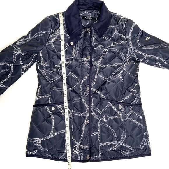 LAUREN RALPH LAUREN Navy Belting Print Quilted Jacket - Picture 15 of 16